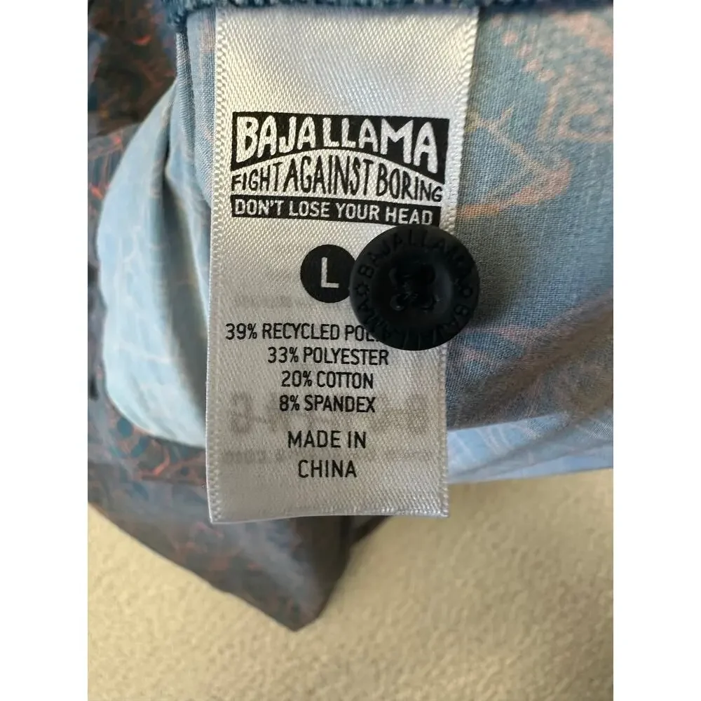 Baja Llama Mens Shorts Size Sleeve Button Down Shirt Large